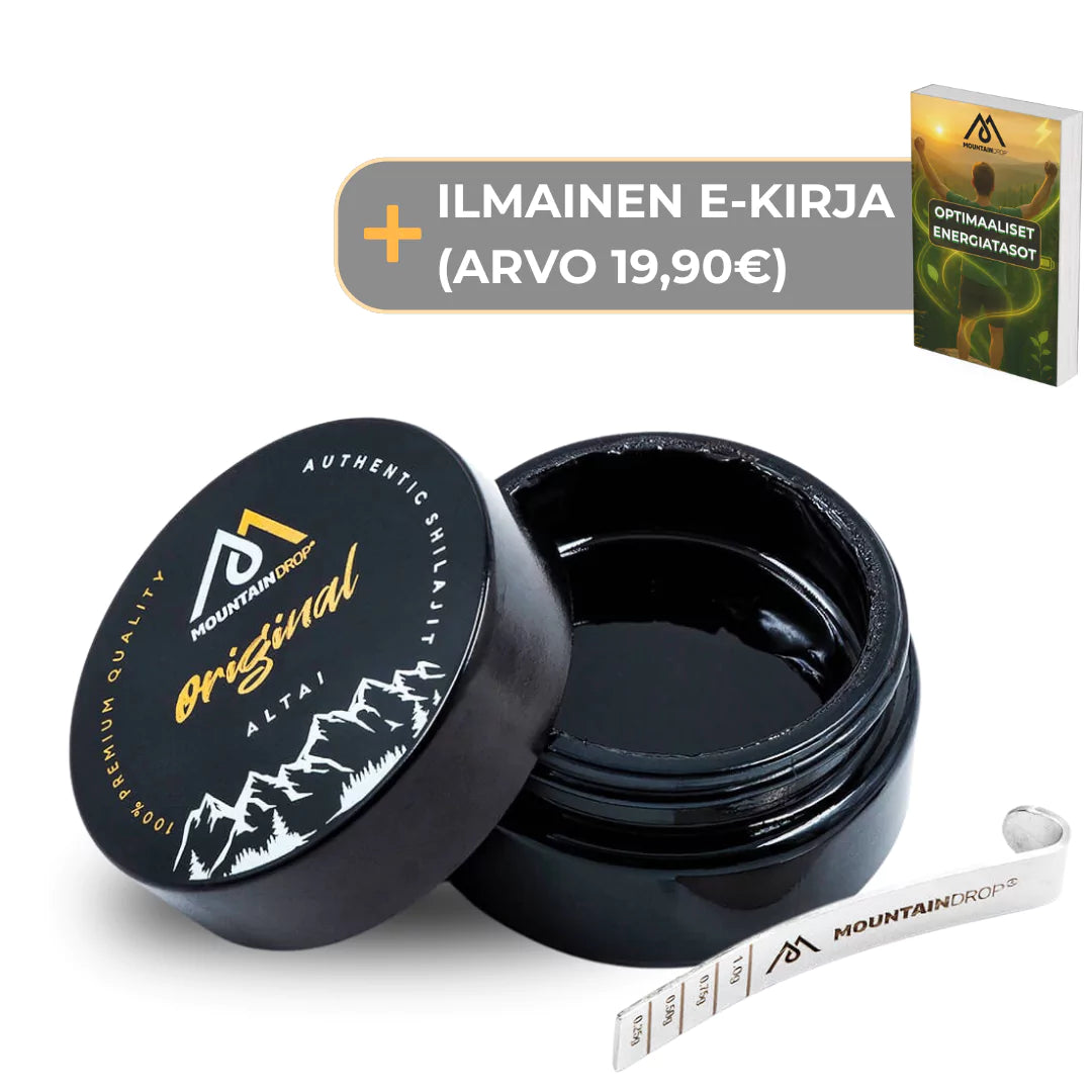Mountaindrop Original Shilajit Altai  – luonnollinen fulvohappoa sisältävä mineraalihartsi.