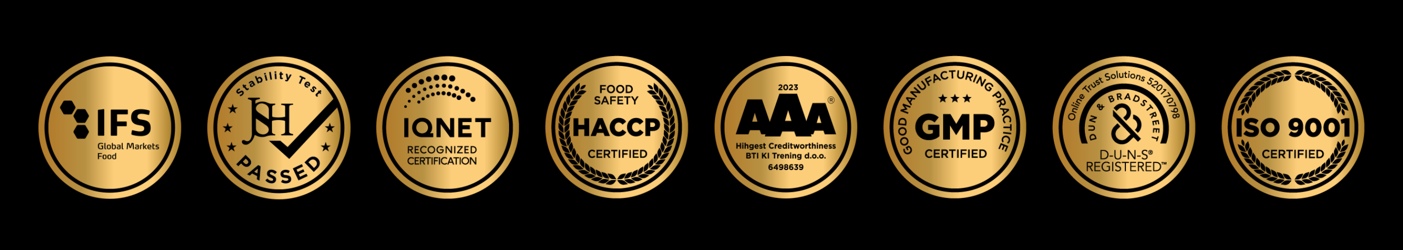 Mountaindrop on saanut useita sertifikaatteja luotettavuudesta ja laadukkaasta tuotannosta sekä tuotteiden puhtaudesta.