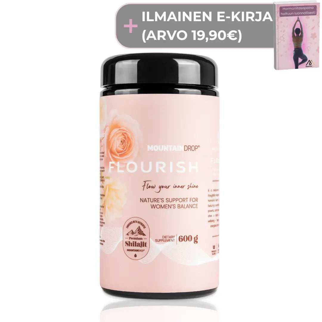Mountaindrop® Flourish 600g | Naisen Elinvoiman Luonnollinen Vahvistaja