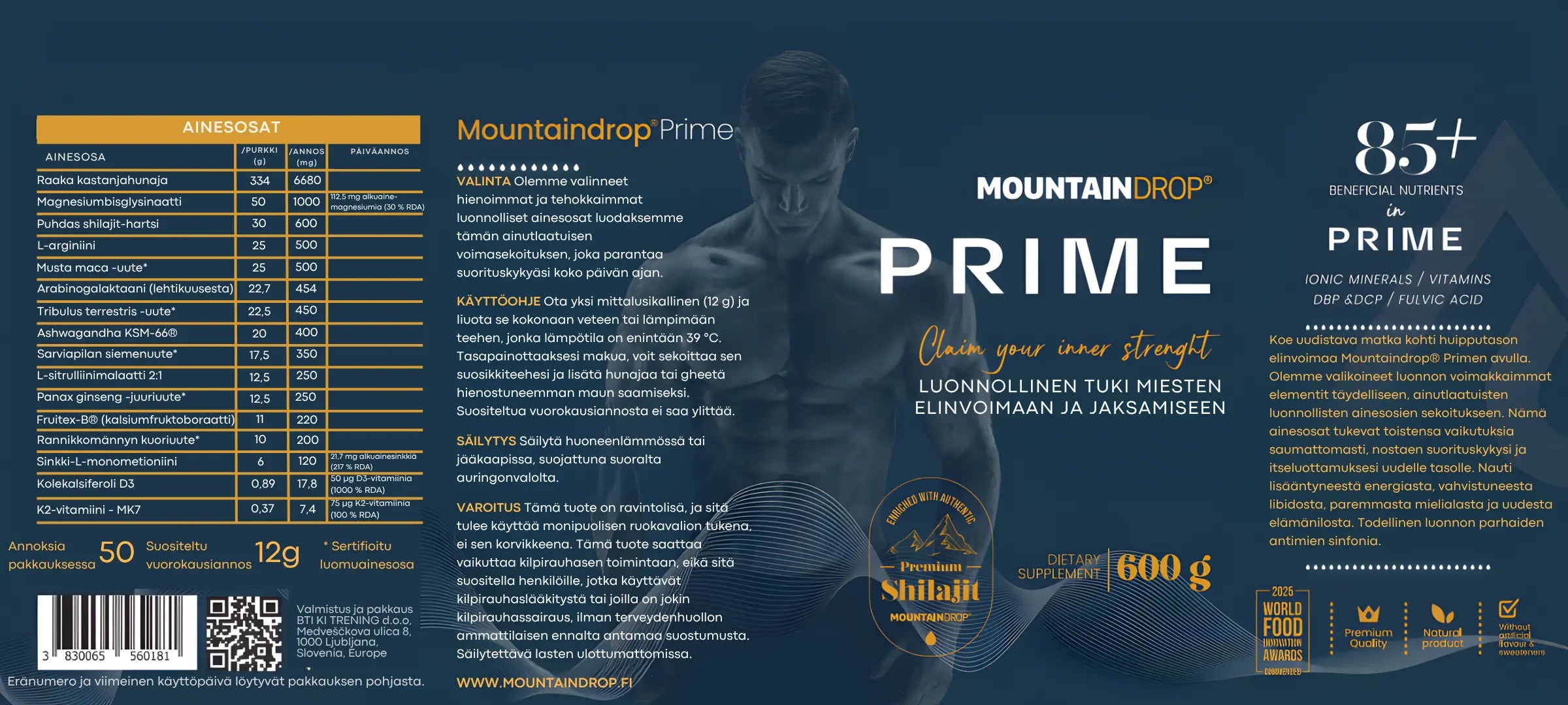 Mountaindrop® Prime 600g | Kansainvälisesti Palkittu Testoboosteri
