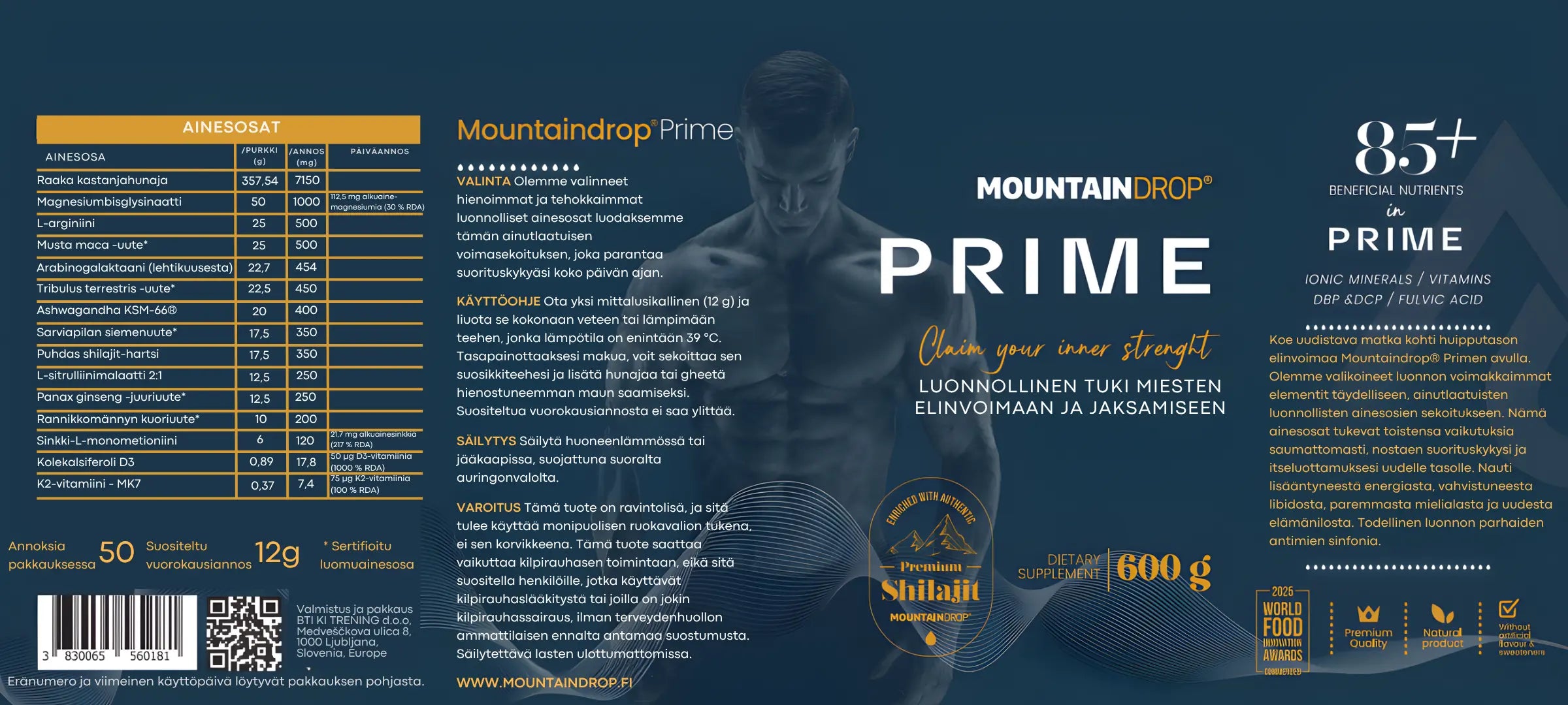 Mountaindrop® Prime 600g | Kansainvälisesti Palkittu Testoboosteri